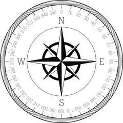 Compass rose or compass star icon. Rose of the winds icon on transparent background