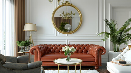 Modern style interior design 3d illustration
