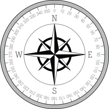 Compass rose or compass star icon. Rose of the winds icon on transparent background