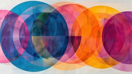 Fototapeta premium A vibrant abstract composition of overlapping circles in various colors.