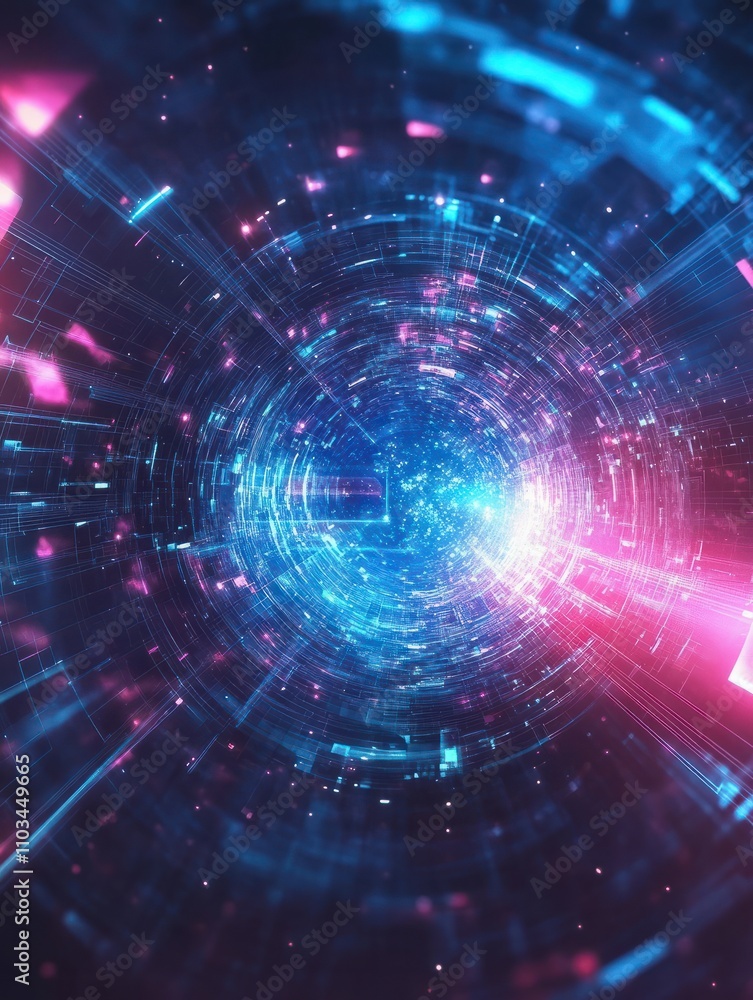 Poster abstract polygonal space. virtual reality is touching to electronic display. futuristic technologies