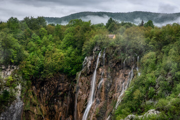 Plitvice Lakes National Park. Croatian famous resort.