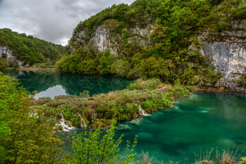 Plitvice Lakes National Park. Croatian famous resort.