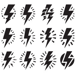 Lightning bolt silhouette vector illustration 