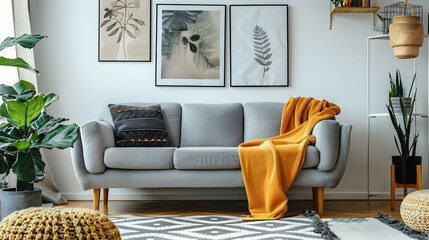 Modern style interior design 3d illustration
