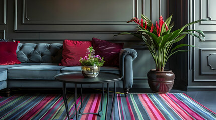 Modern style interior design 3d illustration