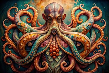 Fototapeta premium Captivating Octopus Tattoo Style Drawing: A Deep Dive into Intricate Ink Designs and Unique Marine Life Inspiration for Tattoo Enthusiasts and Art Lovers