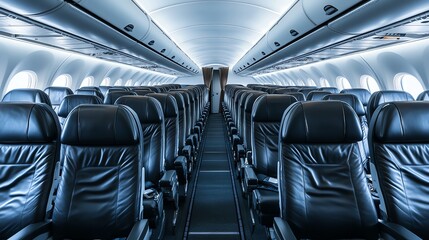 Fototapeta premium Empty airplane seats in a private jet.