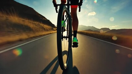 cycling on a sunny mountain top road