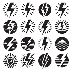 Lightning bolt silhouette vector illustration 