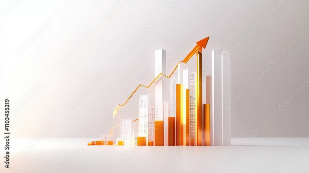 Poster Abstract business graph animation with rising lines and arrow symbols, symbolizing growth and success in the startup business. A dynamic visualization of financial increase and upward trajectory.