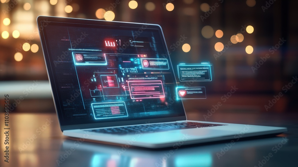 Poster ai chatbot interface with automated message replies displayed on a laptop screen, representing the p