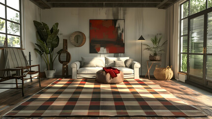 Modern style interior design 3d illustration