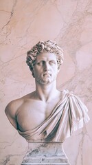 Naklejka premium Marble Bust of a Classical Figure: Ancient Art and History