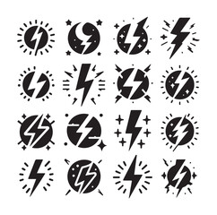 Lightning bolt silhouette vector illustration 