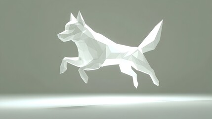 Fototapeta premium Ghostly 3D Minimalist Dog Levitating in Tranquil Monochrome Atmosphere