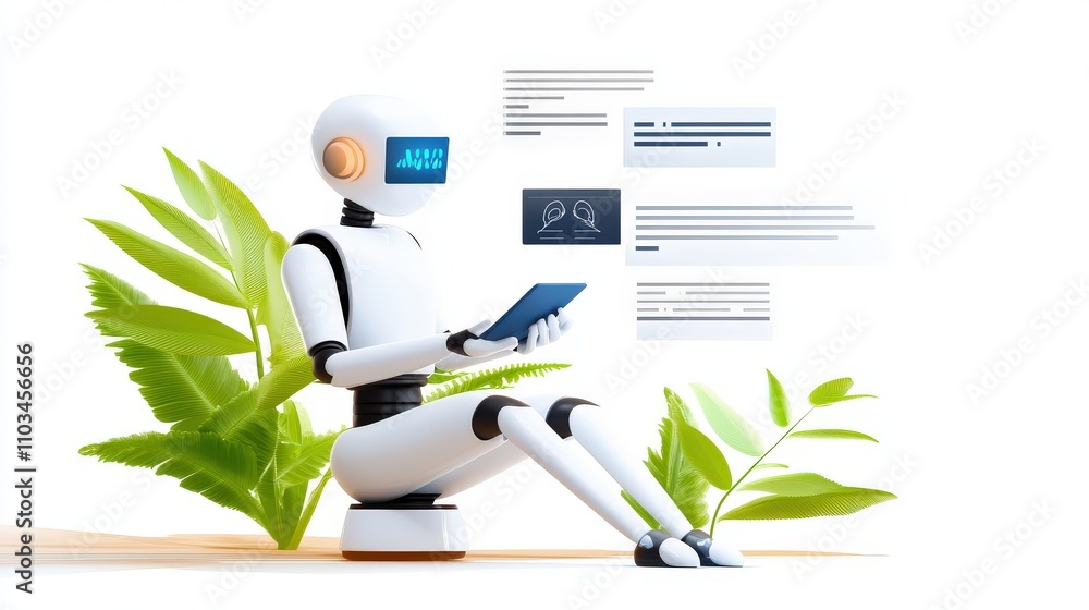 Poster concept of artificial intelligence with a chatbot generating automated responses, showcasing the fut