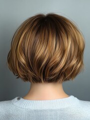 Fototapeta premium Modern Short-Medium Density Urchin Cut Hairdo Profile View on Neutral Background