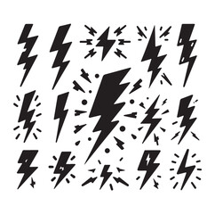 Lightning bolt silhouette vector illustration 