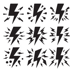Lightning bolt silhouette vector illustration 