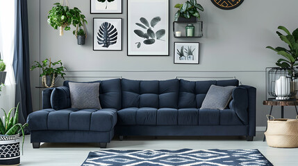 Modern style interior design 3d illustration