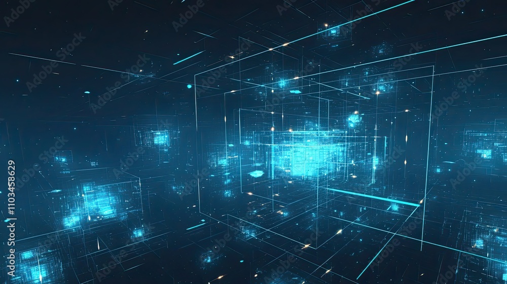 Poster abstract digital network data structure visualization