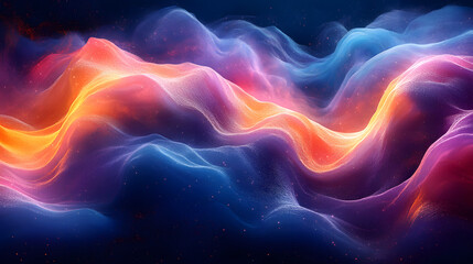 Obraz premium Intertwining streams of vivid neon colors, forming organic shapes.