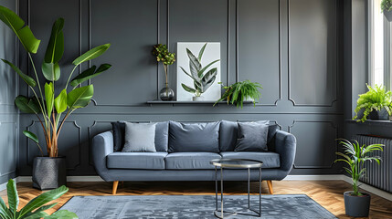Modern style interior design 3d illustration