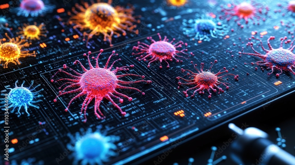 Poster digital lab for virus visualization and analysis a close-up scientific study