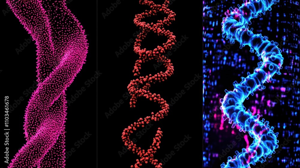 Aufkleber Abstract visualization of dynamic dna structures in scientific research lab