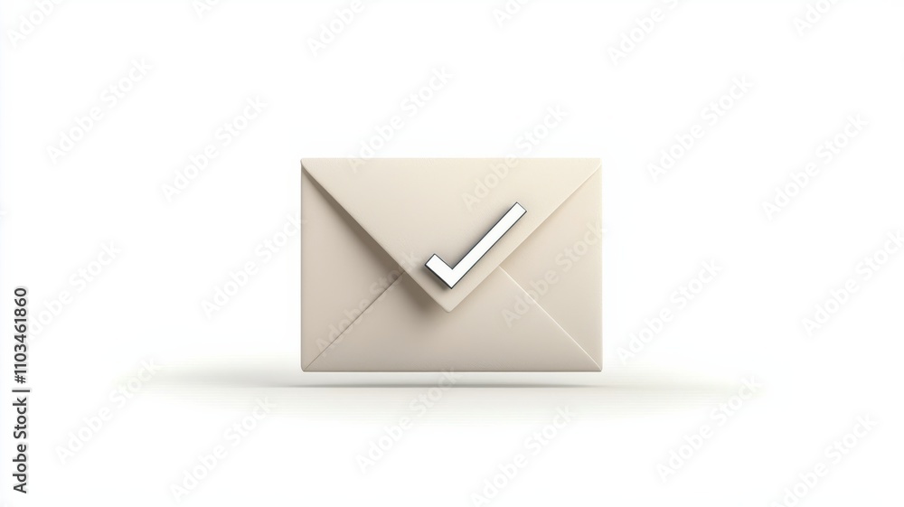 Poster a simple, sealed envelope with a checkmark symbolizes message delivery or confirmation.