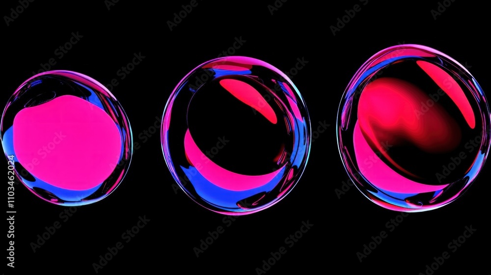 Aufkleber Dynamic colorful abstract bubbles digital art creation modern environment close-up view