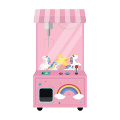 Toy catching machine cute unicorns concept.