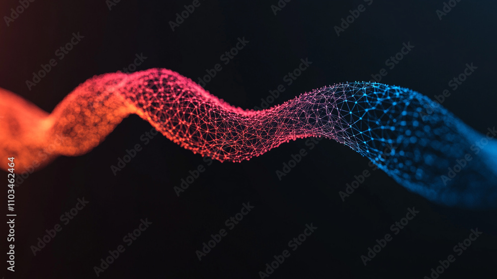 Poster dynamic ai-generated wave patterns digital art visual science modern technology abstract view innova