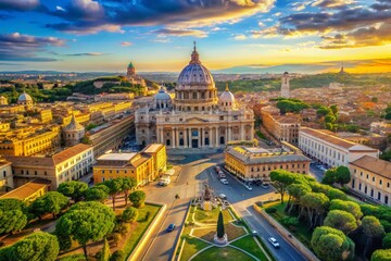 Fototapeta premium Captivating Vatican Background with Main Subject on the Left and Ample Copy Space for Text Overlay in a Serene and Inspiring Atmosphere