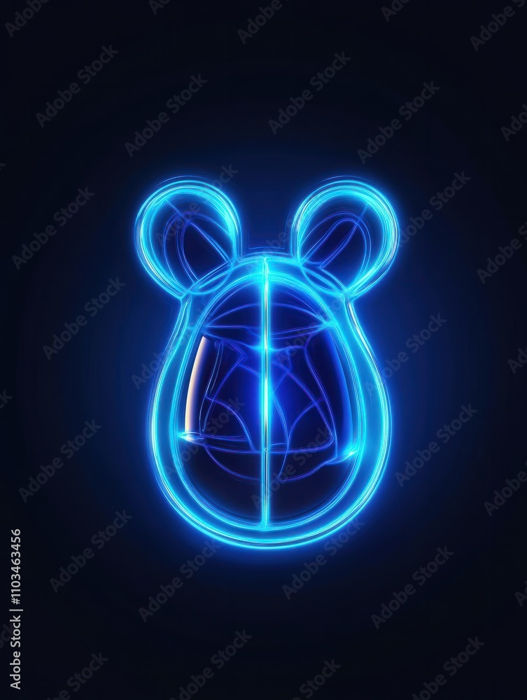 Poster mouse neon icon. elements of internet things set. simple icon for websites, web design, mobile app, 