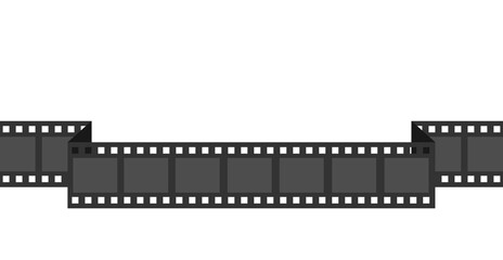 Film strip frame. Cinema Movie festival. Advertisement, banner, flyer, poser, invitation template. Line shape ribbon. Design element. Flat design. White background. Isolated. Vector illustration