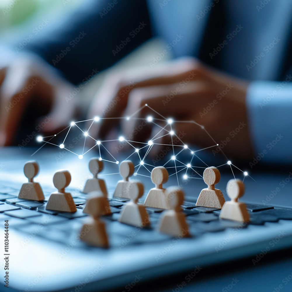 Poster ai generate networking action in business office environment digital connections with modern technol