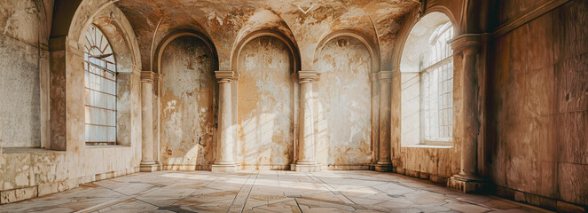 Obraz premium Architectural Beauty: Majestic Beige Castle Walls Showcase Stunning Arches