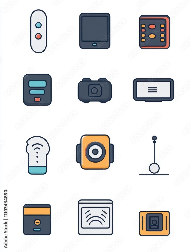 Poster remote control multi color style icon. simple thin line, outline of internet things icons for ui and