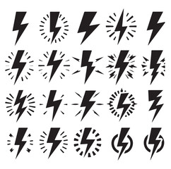 Lightning bolt silhouette vector illustration 
