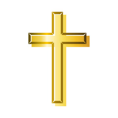 Golden yellow cross christian icon vector design