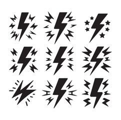 Lightning bolt silhouette vector illustration 