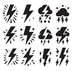 Lightning bolt silhouette vector illustration 