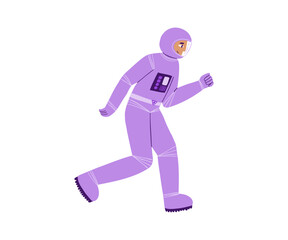 The cosmonaut is drawn in a flat style. Space, research, flight. Hand drawn vector illustration.