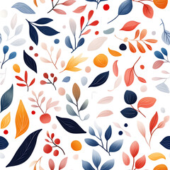 Floral flowers and beautiful colorful leaves wallpaper seamless pattern for interior decoration or background.