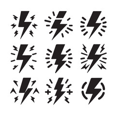 Lightning bolt silhouette vector illustration 