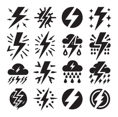 Lightning bolt silhouette vector illustration 