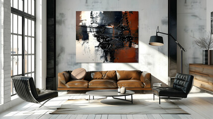 Modern style interior design 3d illustration