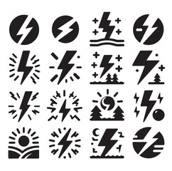 Lightning bolt silhouette vector illustration 